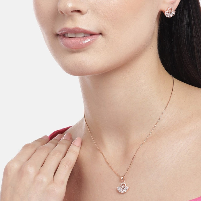 Radiance CZ Rose Gold-Plated 925 Sterling Silver Jewelry Set