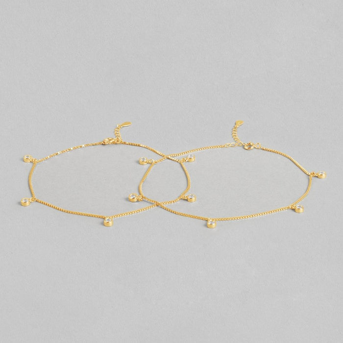 Radiant 925 Sterling Silver Gold Plated Anklet with Elegant Drops
