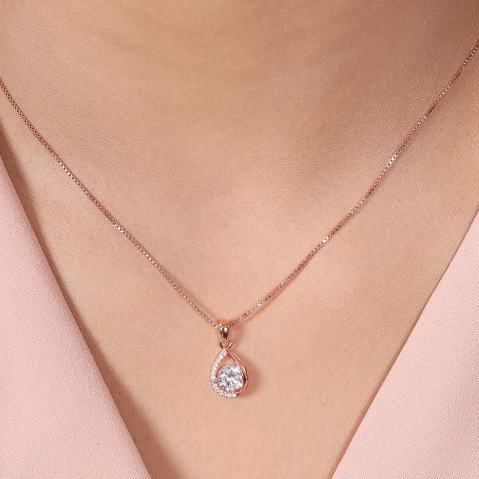 Radiant Abstract Rose Gold Plated 925 Sterling Silver Pendant