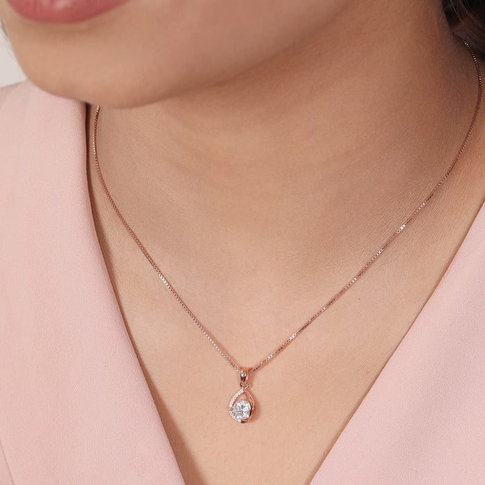 Radiant Abstract Rose Gold Plated 925 Sterling Silver Pendant
