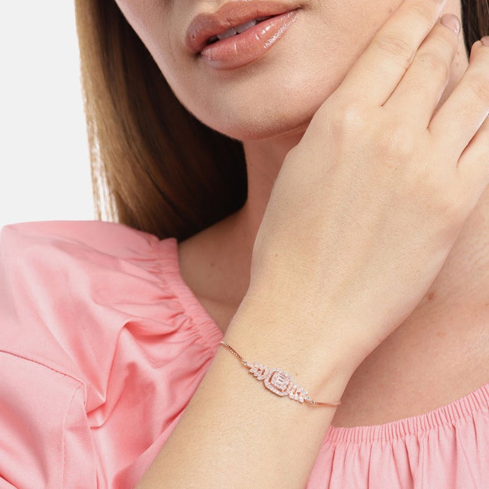 Radiant Allure Rose Gold-Plated CZ 925 Sterling Silver Women's Bracelet