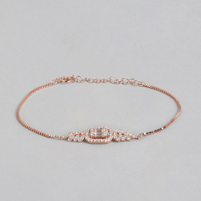 Radiant Allure Rose Gold-Plated CZ 925 Sterling Silver Women's Bracelet