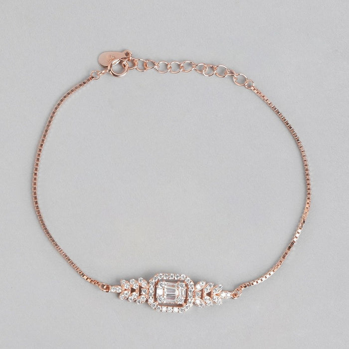 Radiant Allure Rose Gold-Plated CZ 925 Sterling Silver Women's Bracelet