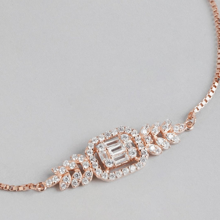 Radiant Allure Rose Gold-Plated CZ 925 Sterling Silver Women's Bracelet