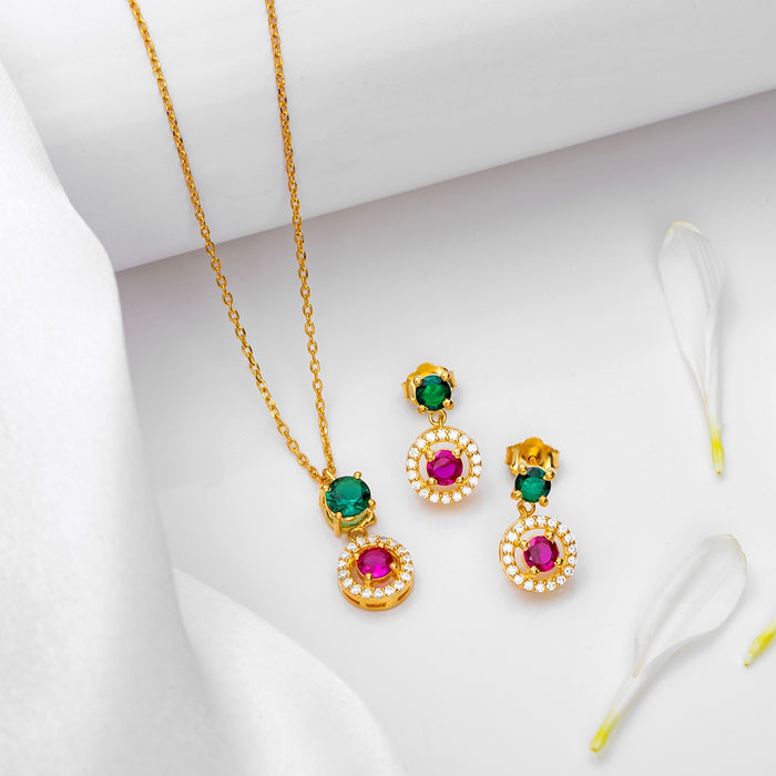 Radiant Aura Gold-Plated 925 Sterling Silver Jewellery Set
