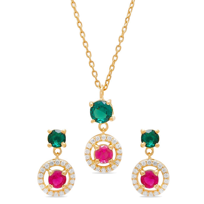 Radiant Aura Gold-Plated 925 Sterling Silver Jewellery Set