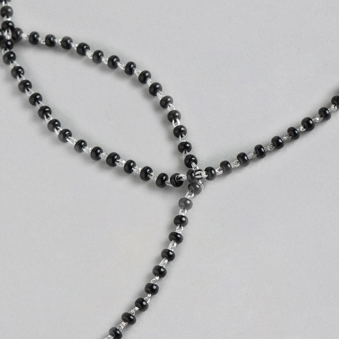 Women's 925 Sterling Silver anklet featuring delicate black beads on a fine silver chain – Zavya
