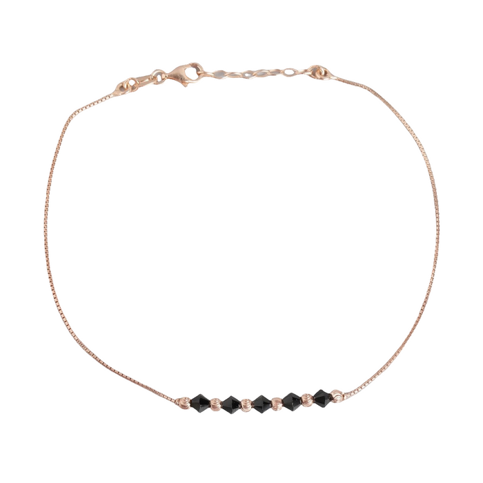 Radiant Beaded Bliss Rose Gold Plated 925 Sterling Silver Chain Anklet