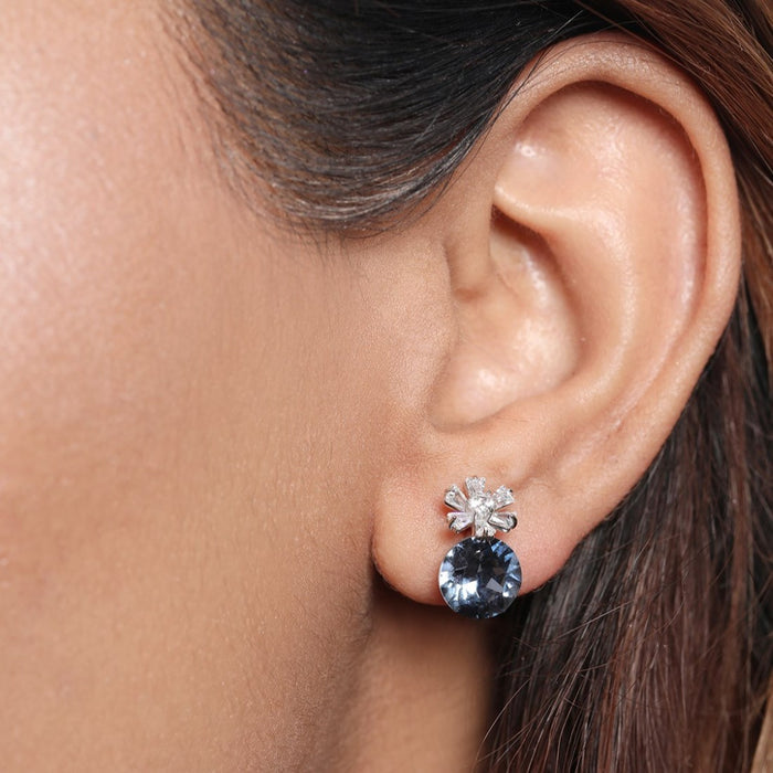 Radiant Bloom 925 Sterling Silver Rhodium-Plated Floral Earrings