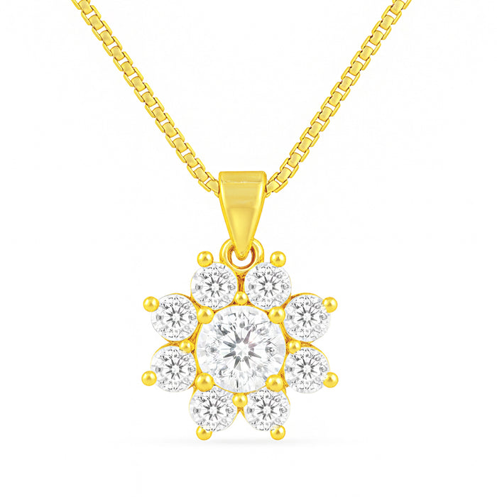Radiant Bloom Gold Plated CZ Pendant & Stud Earrings Jewellery Set