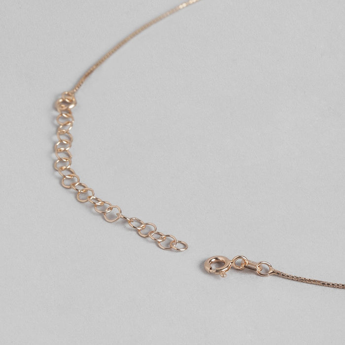Radiant Bloom Rose Gold-Plated Cubic Zirconia 925 Sterling Silver Pendant with Chain