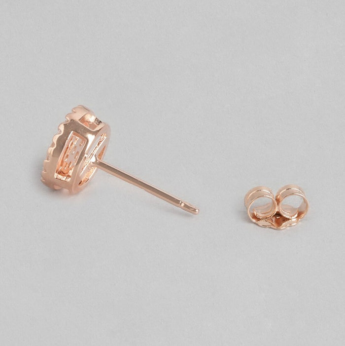 Radiant Blooms Rose Gold Plated 925 Sterling Silver Cubic Zirconia Stud Earrings