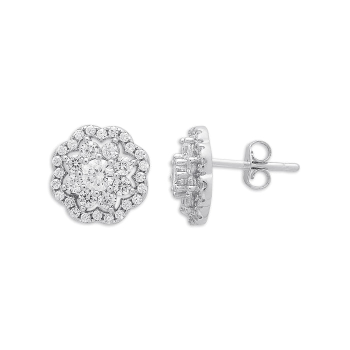 Radiant Blossom Rhodium Plated 925 Sterling Silver Jewelry Set