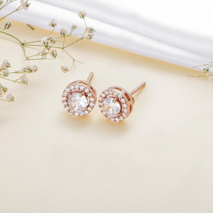 Radiant Blossoms Rose Gold Plated 925 Sterling Silver Earrings with Cubic Zirconia