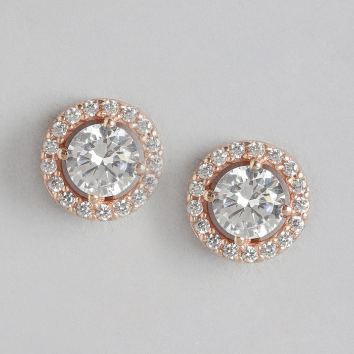 Radiant Blossoms Rose Gold Plated 925 Sterling Silver Earrings with Cubic Zirconia