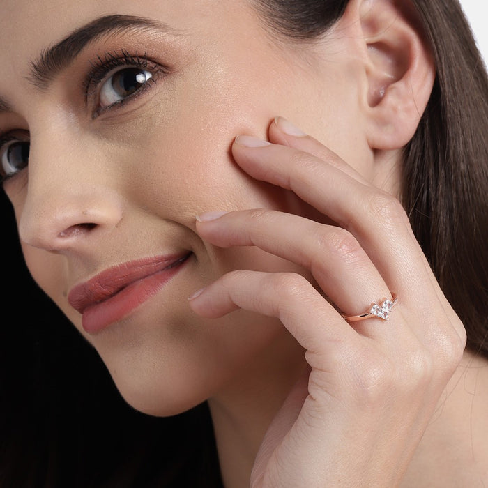 Radiant Blush Rose Gold-Plated 925 Sterling Silver Ring (Adjustable)