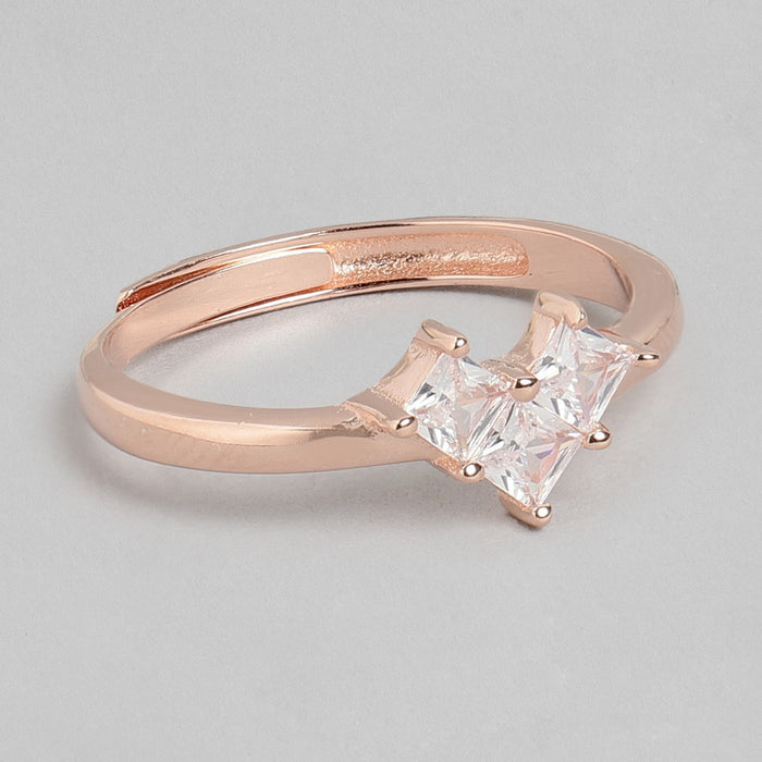 Radiant Blush Rose Gold-Plated 925 Sterling Silver Ring (Adjustable)
