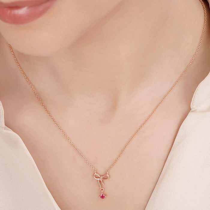 Radiant Bow Rose Gold Plated 925 Sterling Silver Jewellery Set