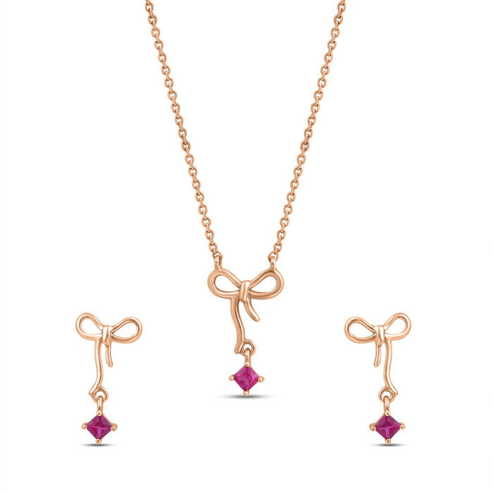 Radiant Bow Rose Gold Plated 925 Sterling Silver Jewellery Set