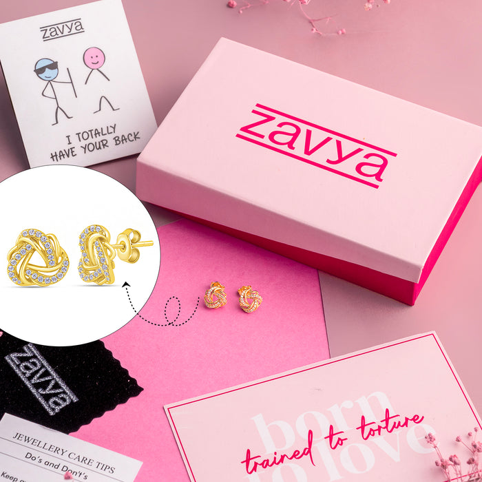 Radiant Brilliance Gold Plated 925 Sterling Silver Stud Earrings Gift Hamper