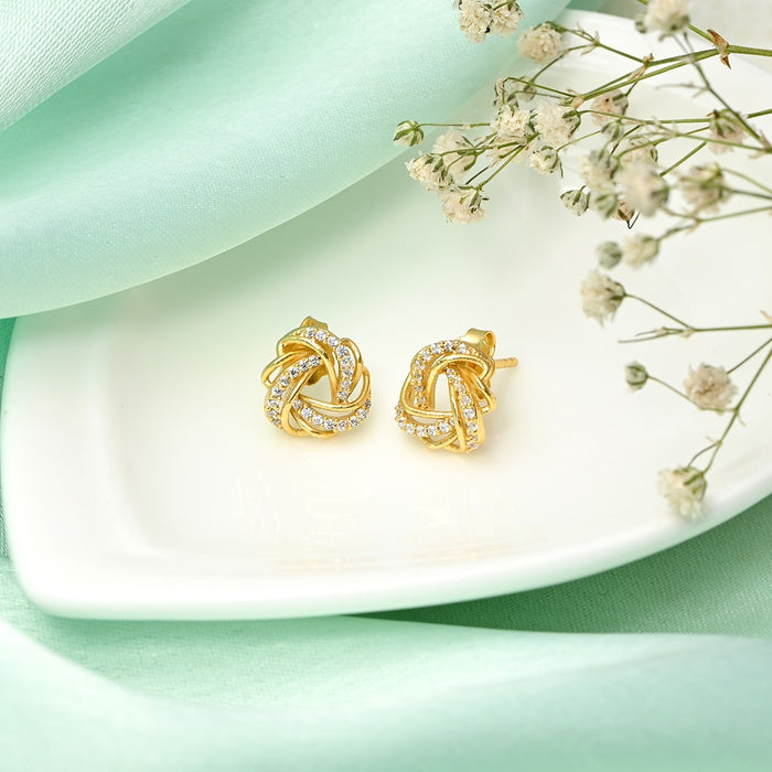 Radiant Brilliance Gold Plated 925 Sterling Silver Stud Earrings Gift Hamper
