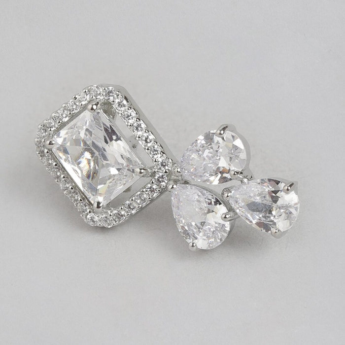 Radiant Brilliance Rhodium Plated 925 Sterling Silver Stud Earrings