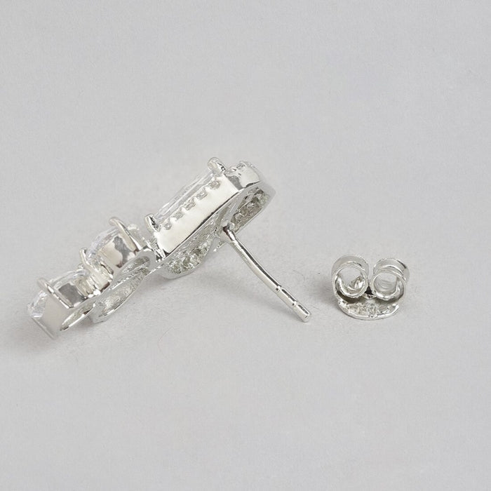 Radiant Brilliance Rhodium Plated 925 Sterling Silver Stud Earrings