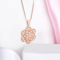 Radiant Charm 925 Sterling Silver Rose Gold Plated CZ Pendant with Chain