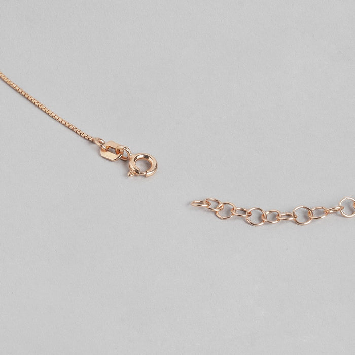 Radiant Charm 925 Sterling Silver Rose Gold Plated CZ Pendant with Chain