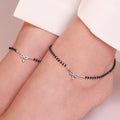 925 Sterling Silver Radiant Charm Rhodium-Plated 925 Sterling Silver Anklet with Beaded Chain for Women – Zavya
