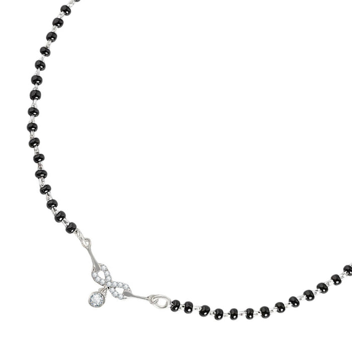 Women's 925 Sterling Silver anklet with black beads and a sparkling crystal charm. Silver jewelry – Zavya