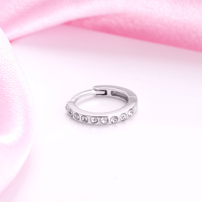 Radiant Charm Rhodium-Plated 925 Sterling Silver Piercing Nosepin