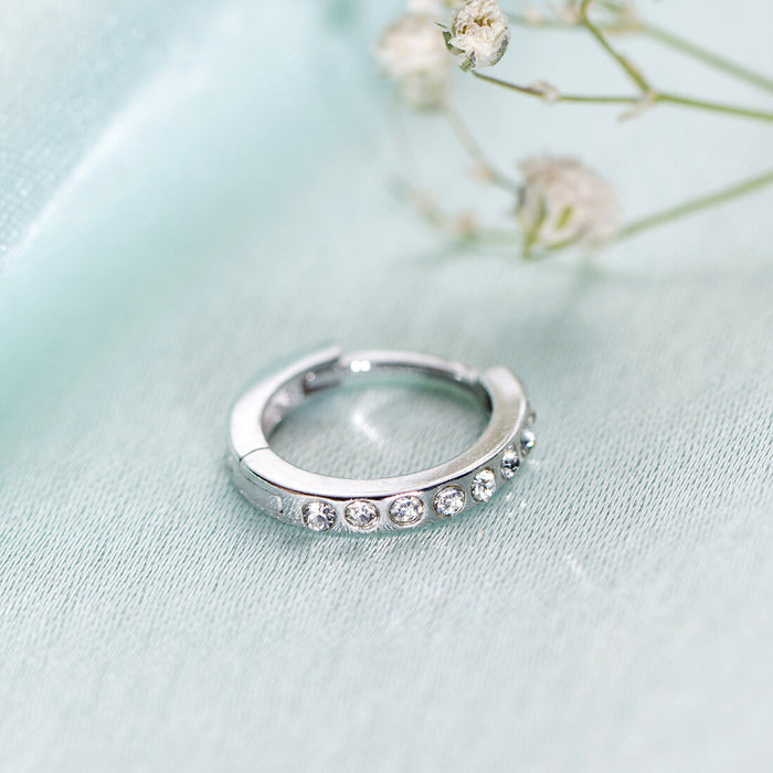 Radiant Charm Rhodium-Plated 925 Sterling Silver Piercing Nosepin