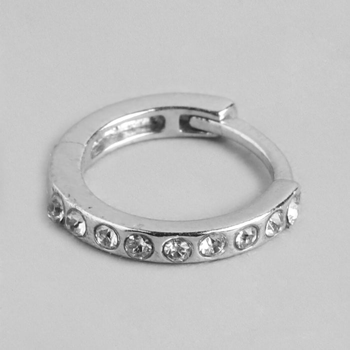 Radiant Charm Rhodium-Plated 925 Sterling Silver Piercing Nosepin
