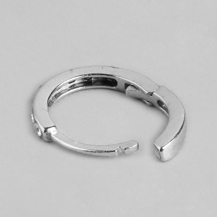 Radiant Charm Rhodium-Plated 925 Sterling Silver Piercing Nosepin