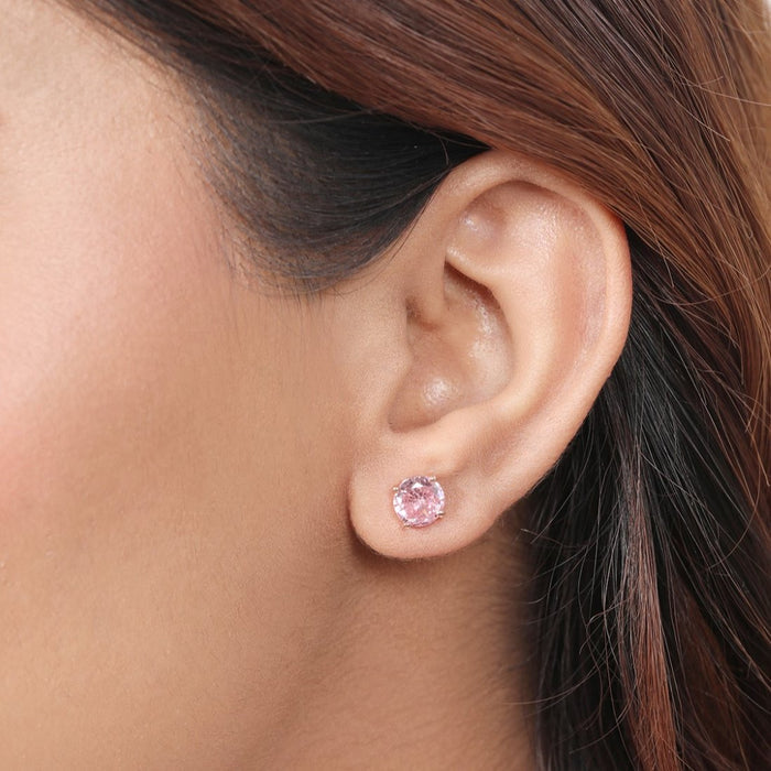 Radiant Circle CZ Rhodium Plated 925 Sterling Silver Earrings