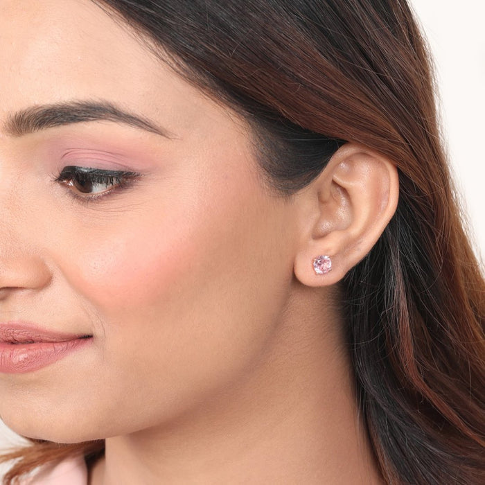 Radiant Circle CZ Rhodium Plated 925 Sterling Silver Earrings