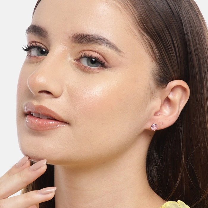 Radiant Circle CZ Rhodium Plated 925 Sterling Silver Earrings