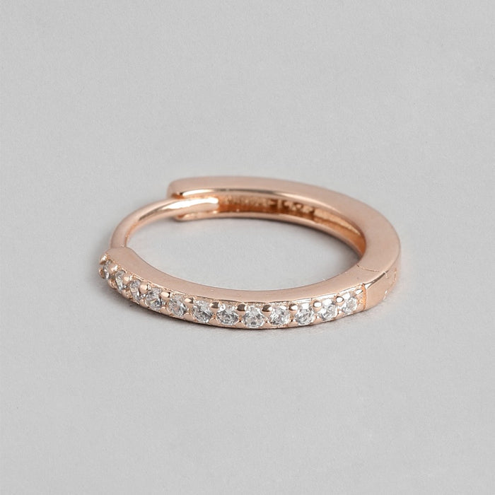 Radiant Circle Dance Rose Gold Plated CZ 925 Sterling Silver Hoops