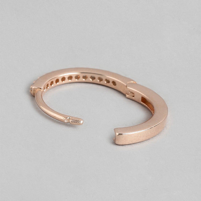 Radiant Circle Dance Rose Gold Plated CZ 925 Sterling Silver Hoops