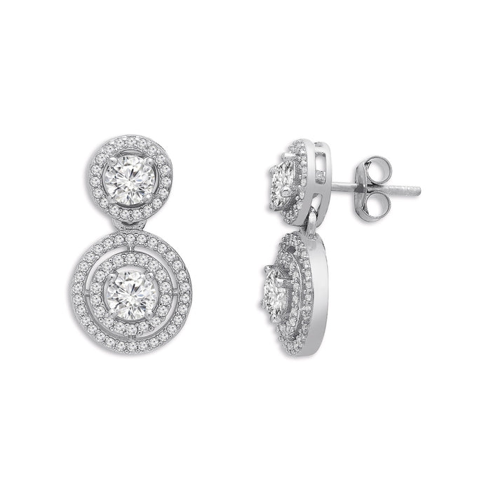 Radiant Circle Drops Rhodium-Plated 925 Sterling Silver Earrings