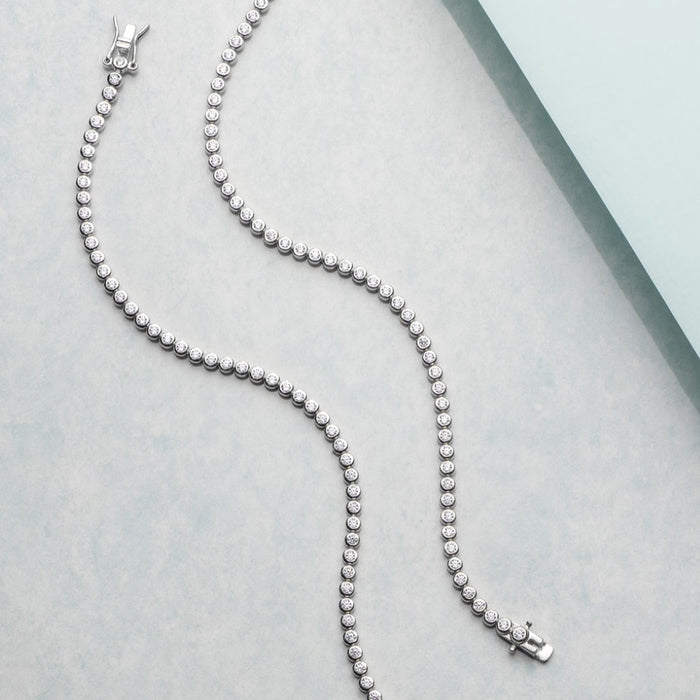Radiant Circles 925 Sterling Silver Rhodium-Plated Circle Anklet