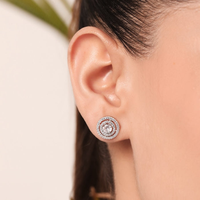 Radiant Circles 925 Sterling Silver Rhodium-Plated Earrings