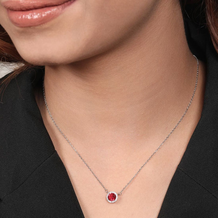 Radiant Circles Rhodium Plated 925 Sterling Silver Necklace