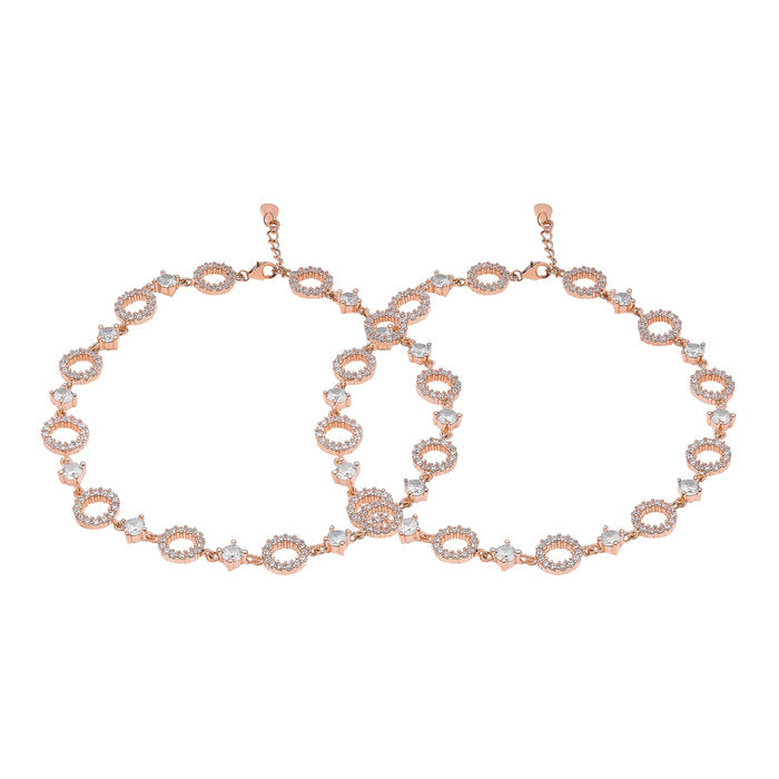 Radiant Circles Rose Gold Plated 925 Silver Anklets