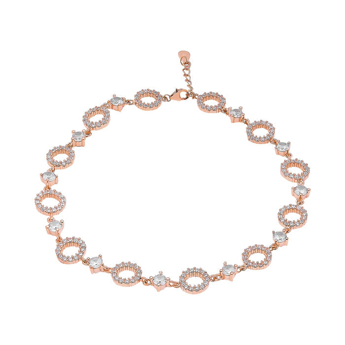 Radiant Circles Rose Gold Plated 925 Silver Anklets