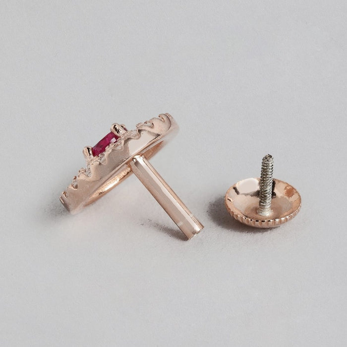 Radiant Crimson Circles Rose Gold-Plated Red CZ 925 Sterling Silver Jewelry Set