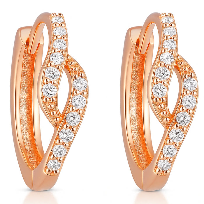 Radiant Cubic Zirconia Elegance Rose Gold-Plated 925 Sterling Silver Earrings