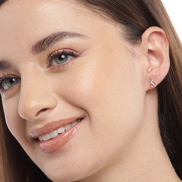 Radiant Cubic Zirconia Rose Gold-Plated 925 Sterling Silver Earrings