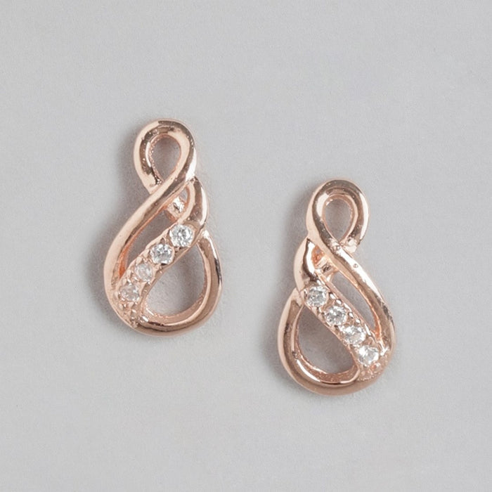 Radiant Cubic Zirconia Rose Gold-Plated 925 Sterling Silver Earrings